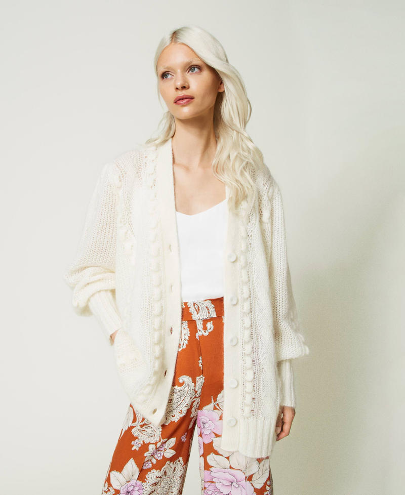 Maxi cardigan en mélange de mohair et laine