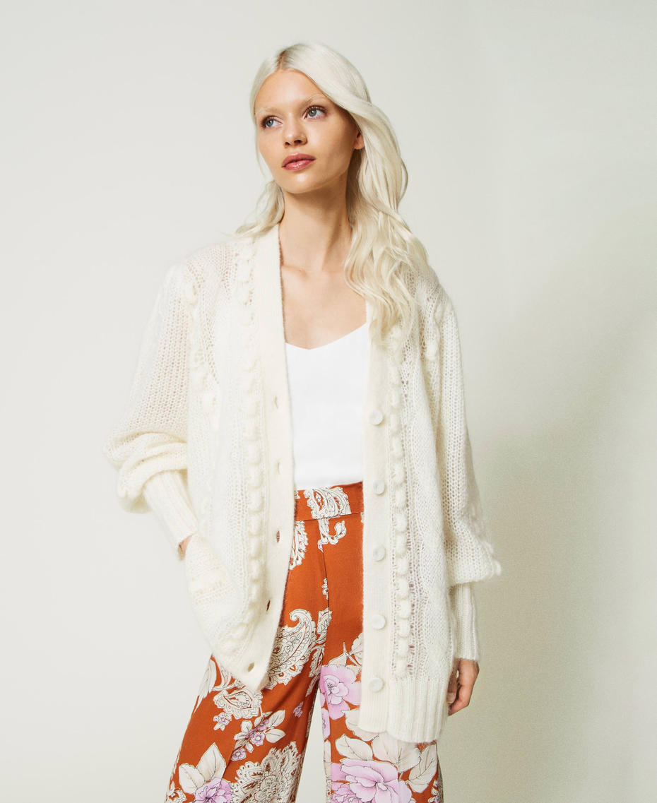 Maxi cardigan en mélange de mohair et laine