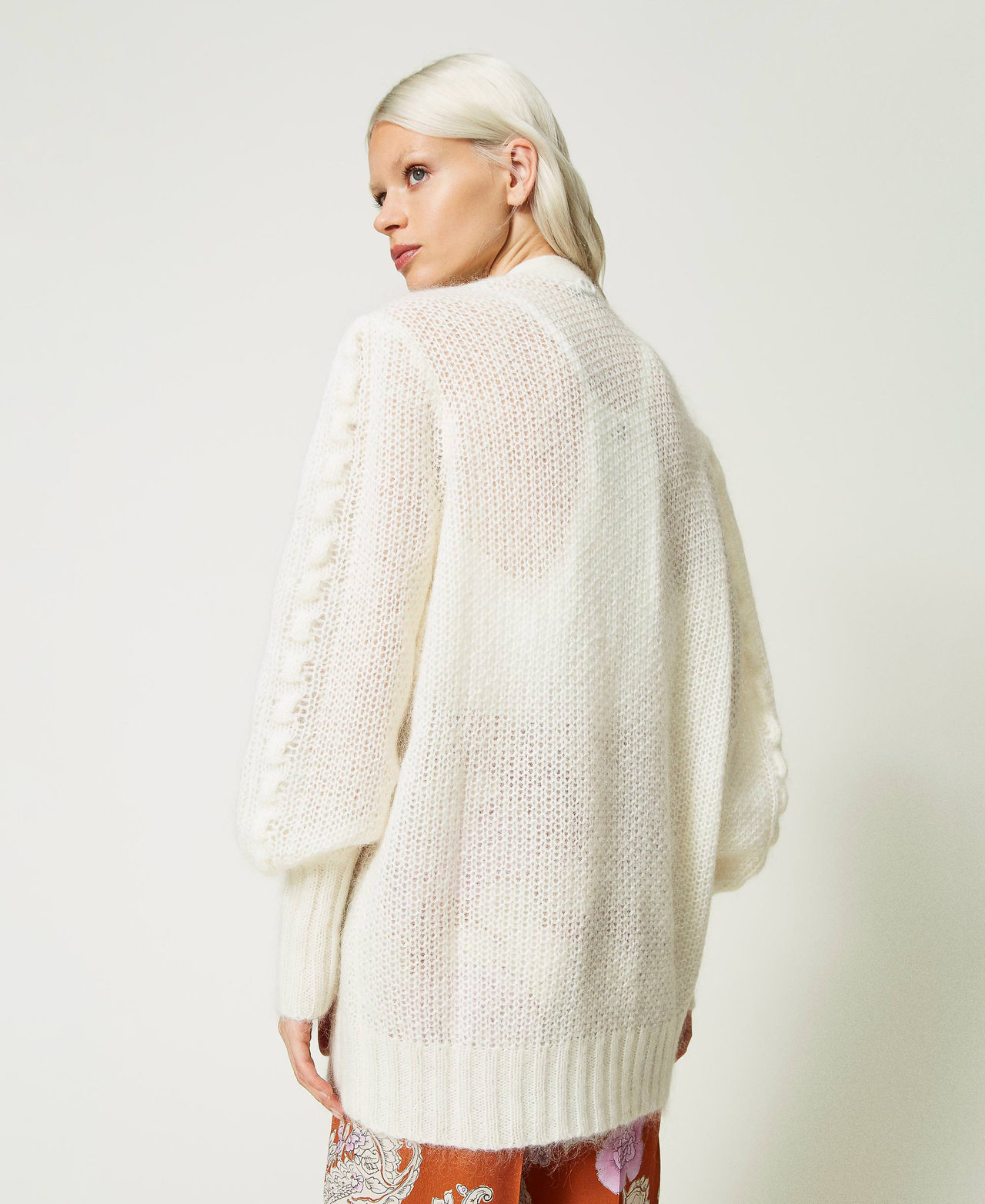 Maxi cardigan in misto mohair e lana