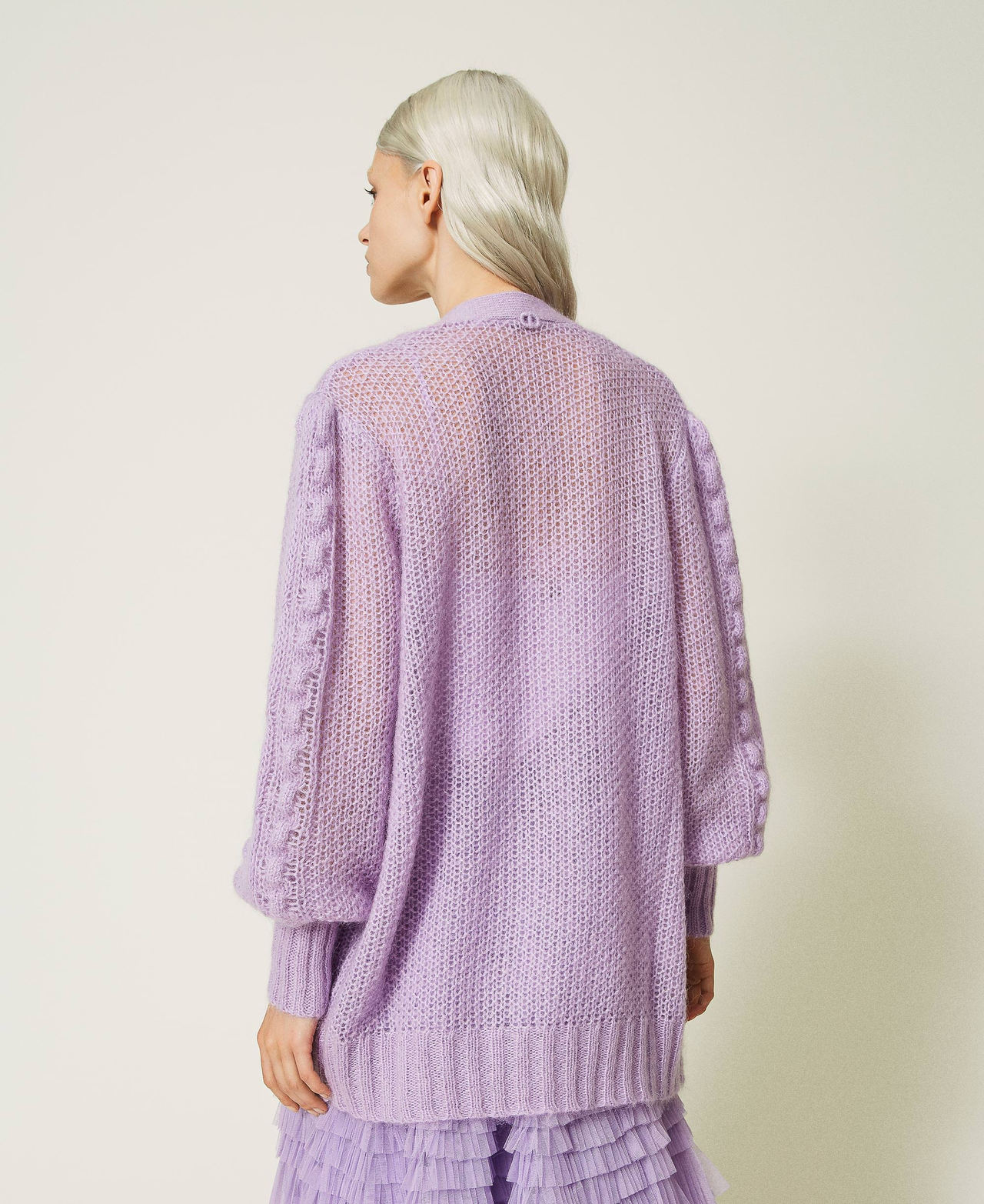 Mohair and wool blend maxi cardigan "Lavendula&rdquo; Purple Woman 232TP3111_10782_03