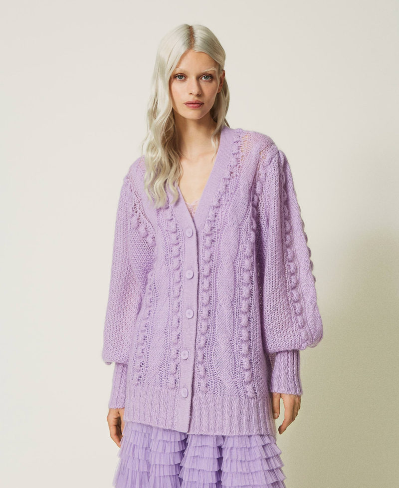 Mohair and wool blend maxi cardigan "Lavendula&rdquo; Purple Woman 232TP3111_10782_04