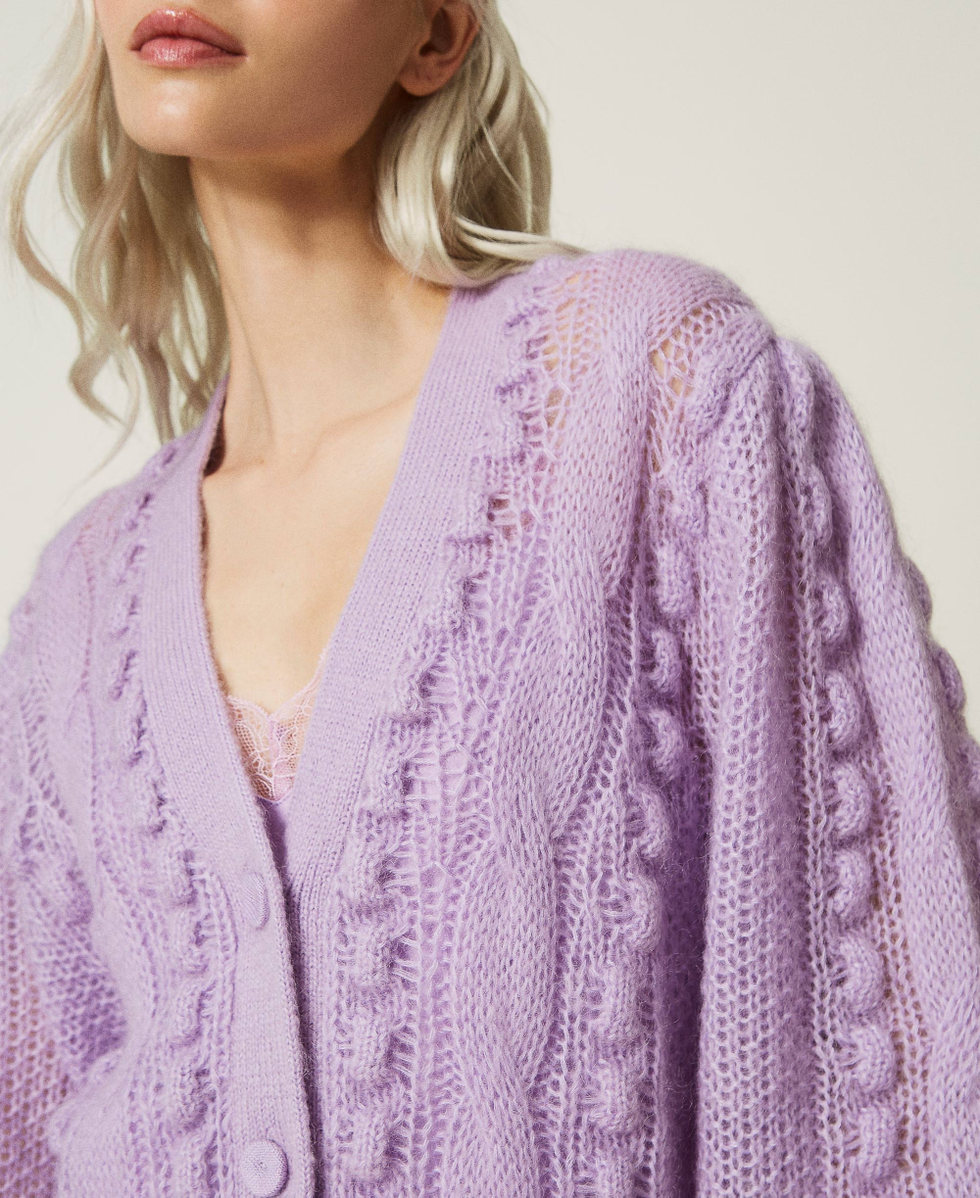 Mohair and wool blend maxi cardigan Woman Purple TWINSET Milano