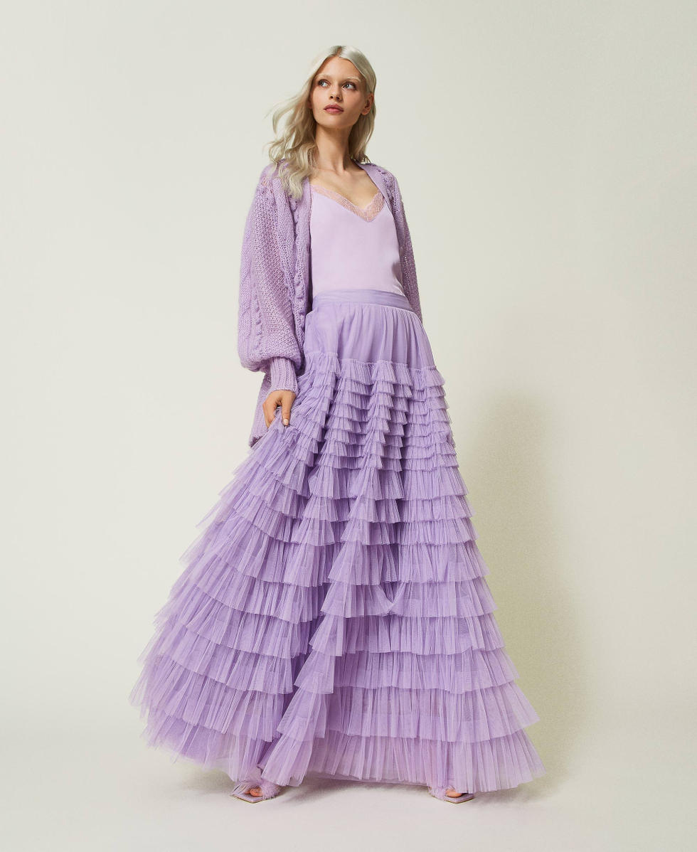 Mohair and wool blend maxi cardigan "Lavendula&rdquo; Purple Woman 232TP3111_10782_T0