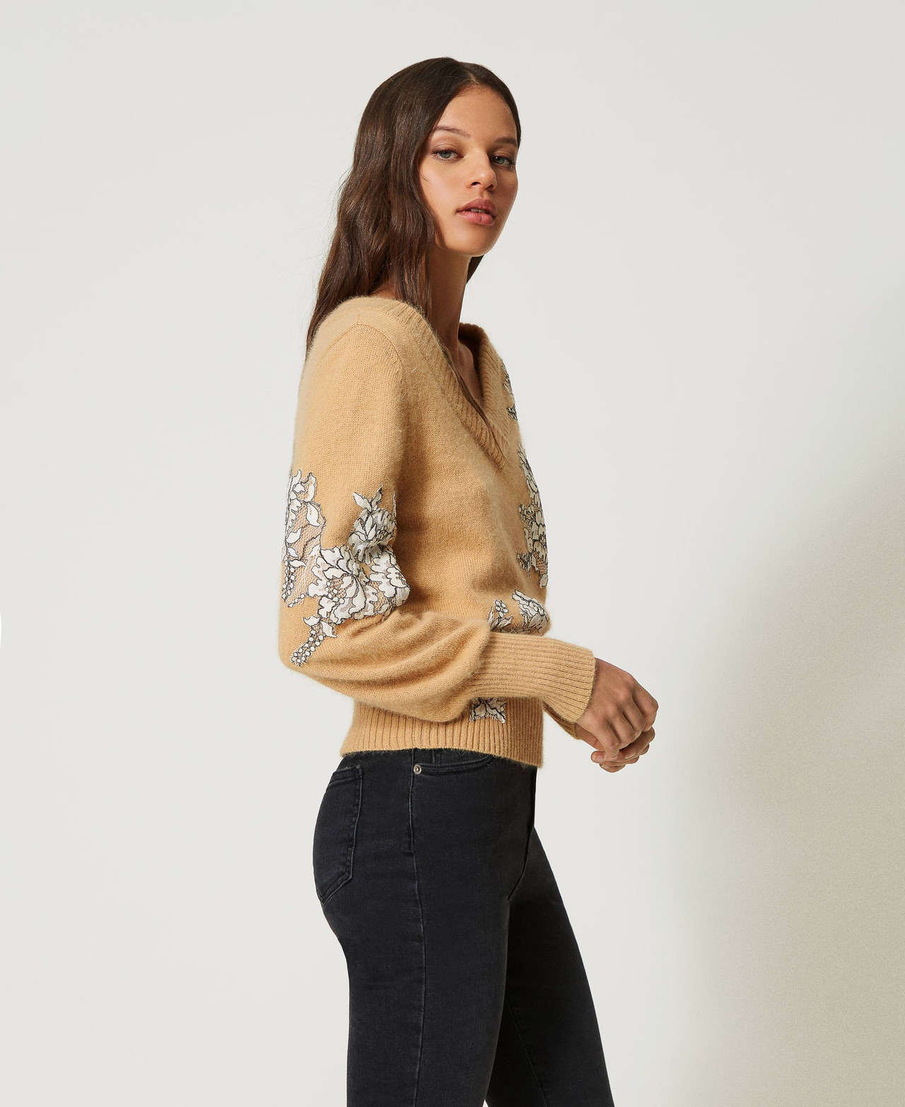 Pull Long Noir Angora Strass - Taille 36 - Vintage Dressing - Occasion Très Bon État