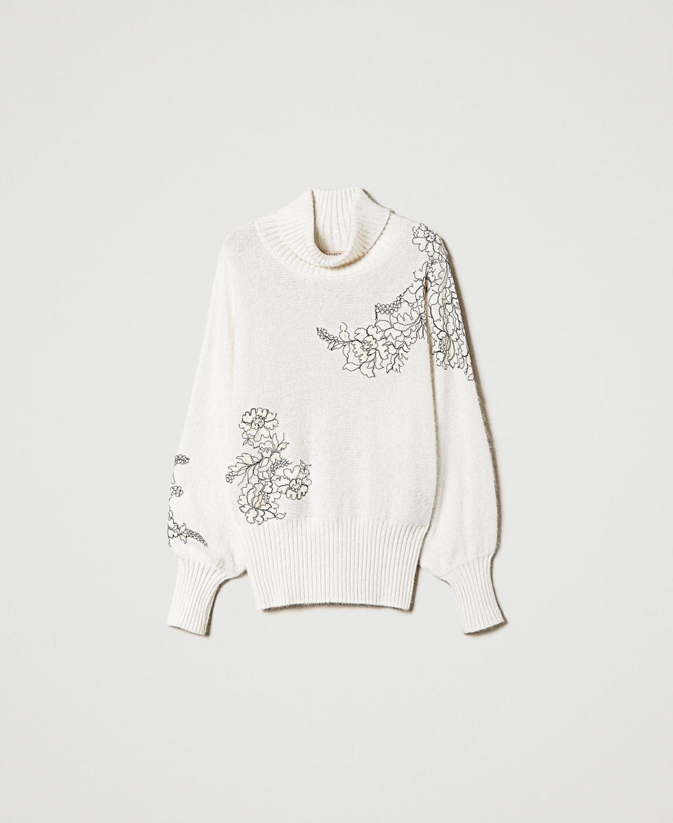 Angora blend turtleneck jumper Woman White TWINSET Milano