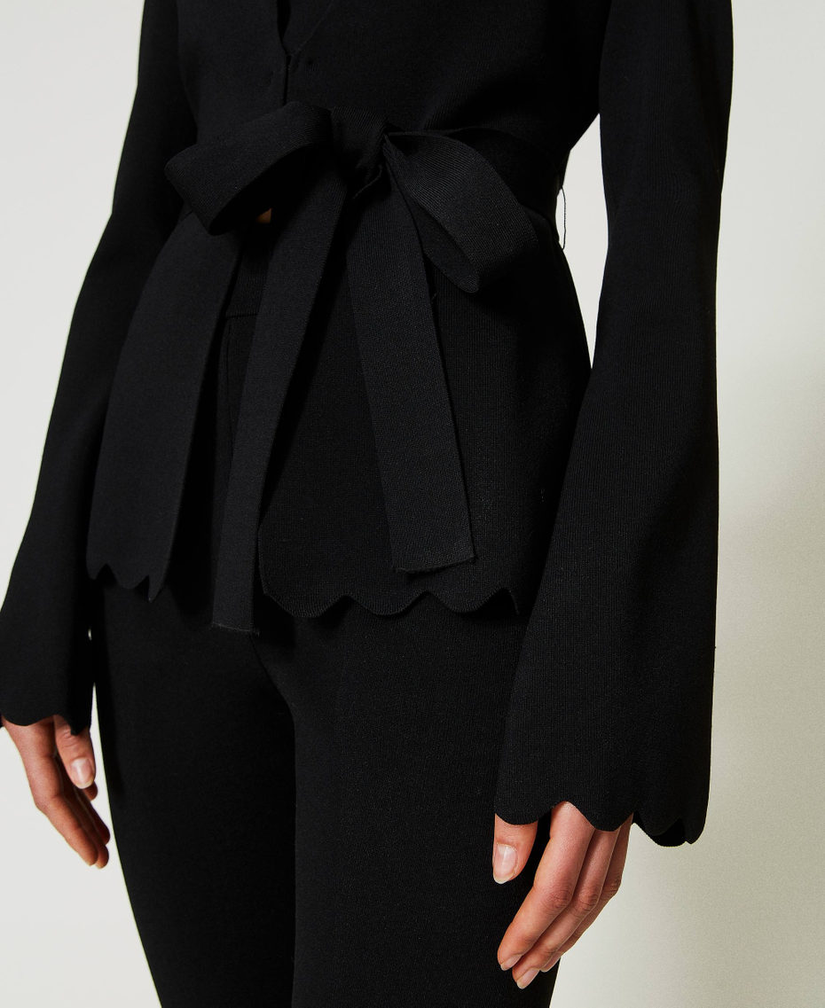 Knit blazer with scalloped trim Black Woman 232TP3140-04