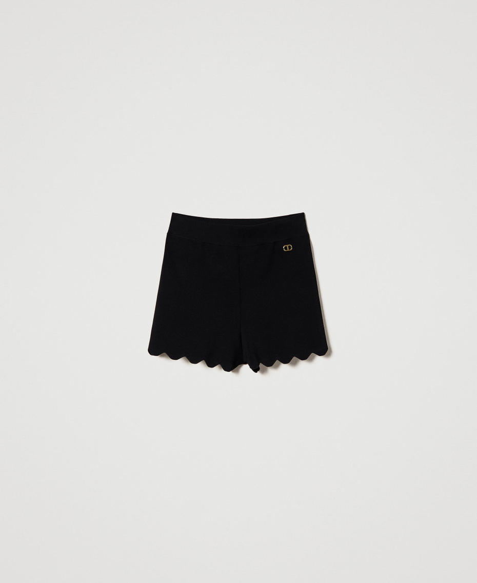 Short en maille avec bas festonné