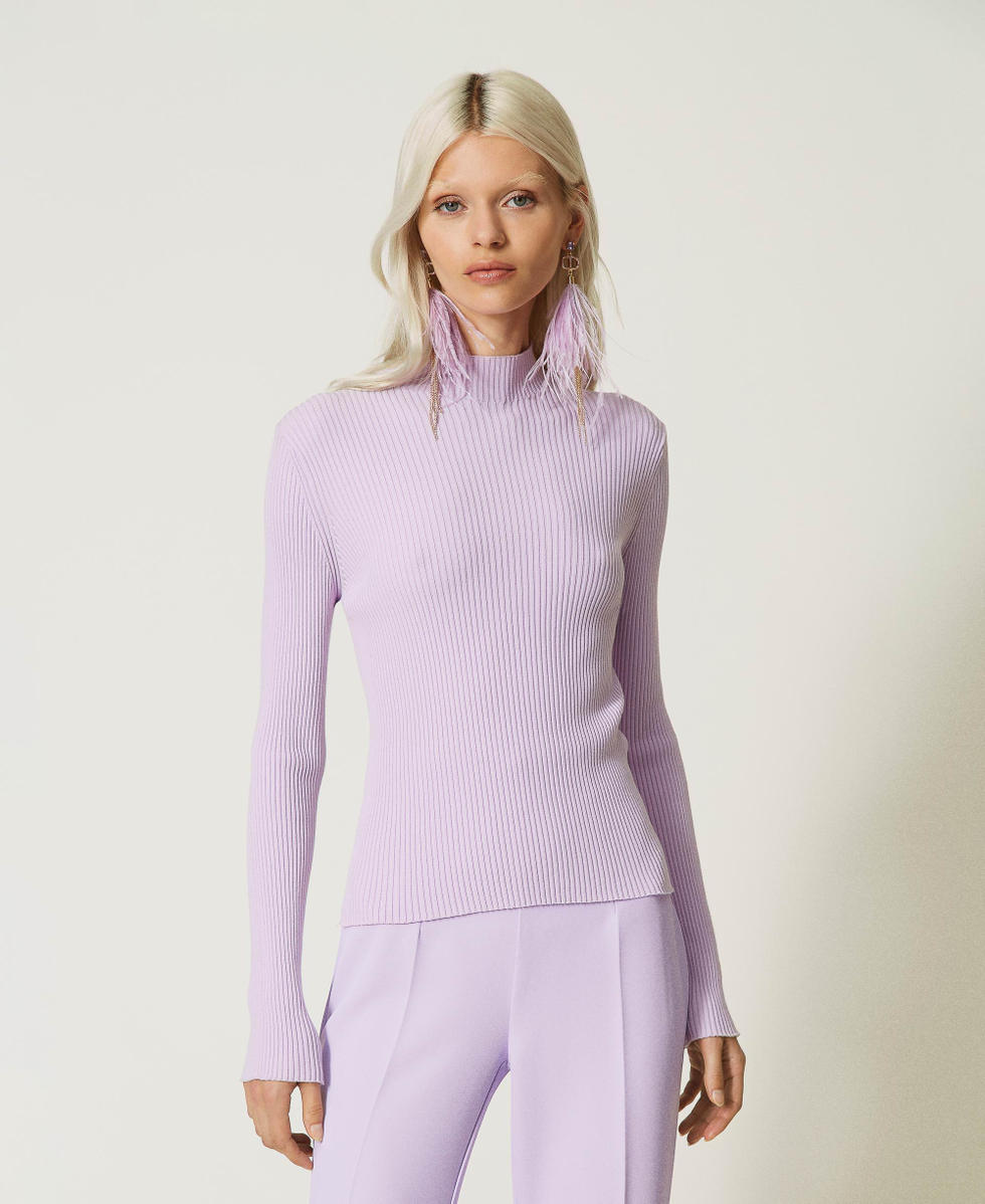 Purple ribbed turtleneck discount