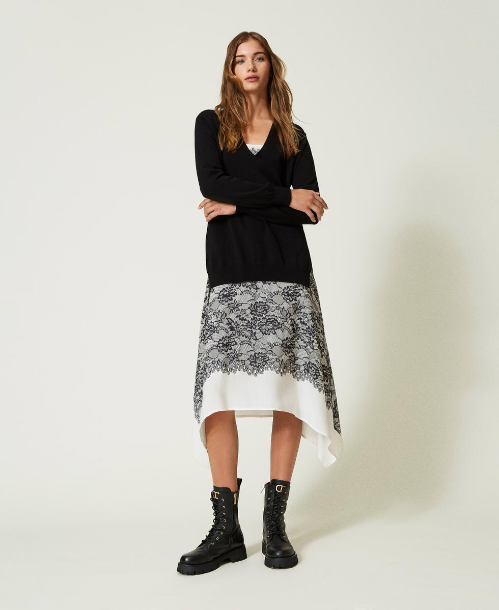 Maxijersey y combinaci&oacute;n con estampado Negro Mujer 232TP3166_00006_01