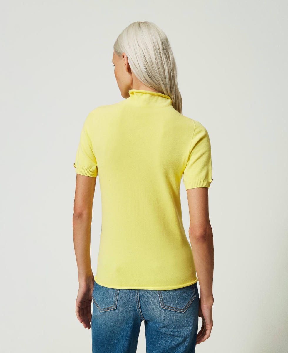 Nahtloser Stehkragenpullover mit Oval T