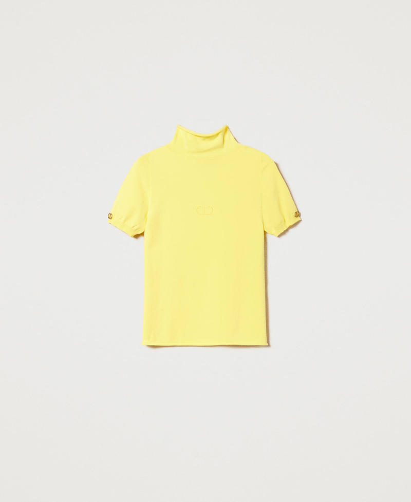 Seamless turtleneck jumper with Oval T
