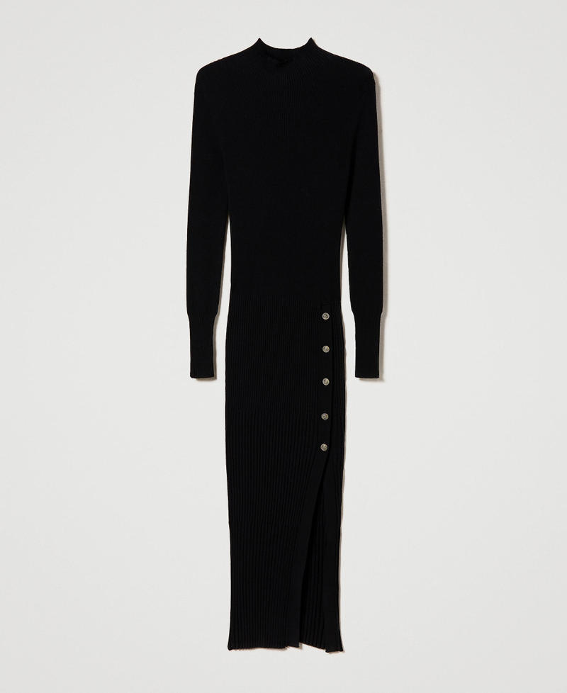 Robe midi en maille côtelée