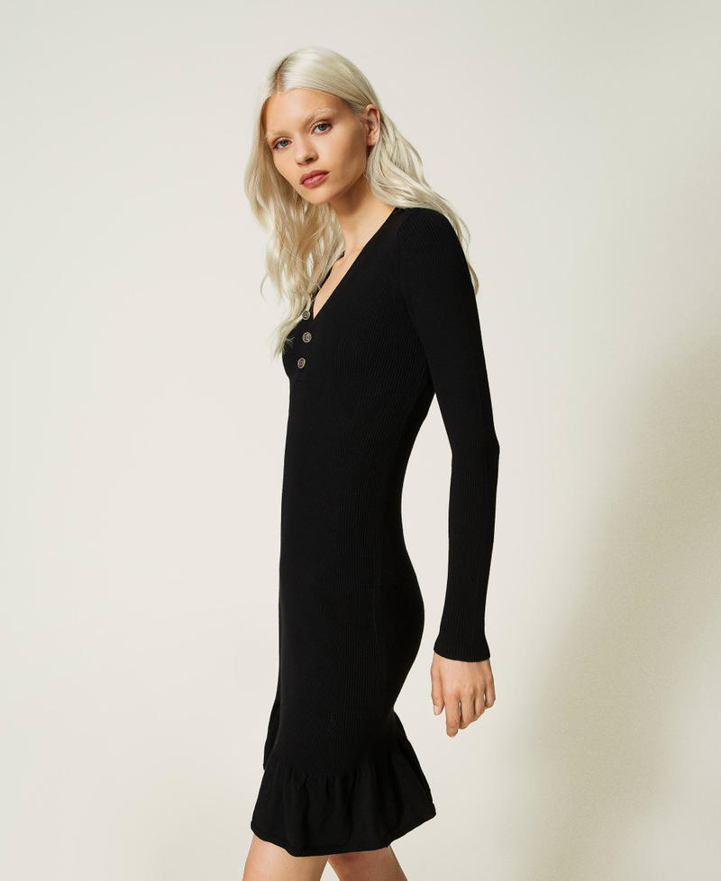 Robe courte en maille côtelée