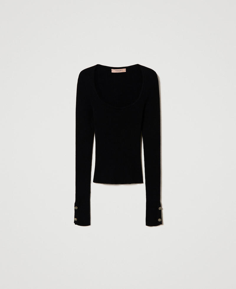 Fitted ribbed jumper Black Woman 232TP3173-0S