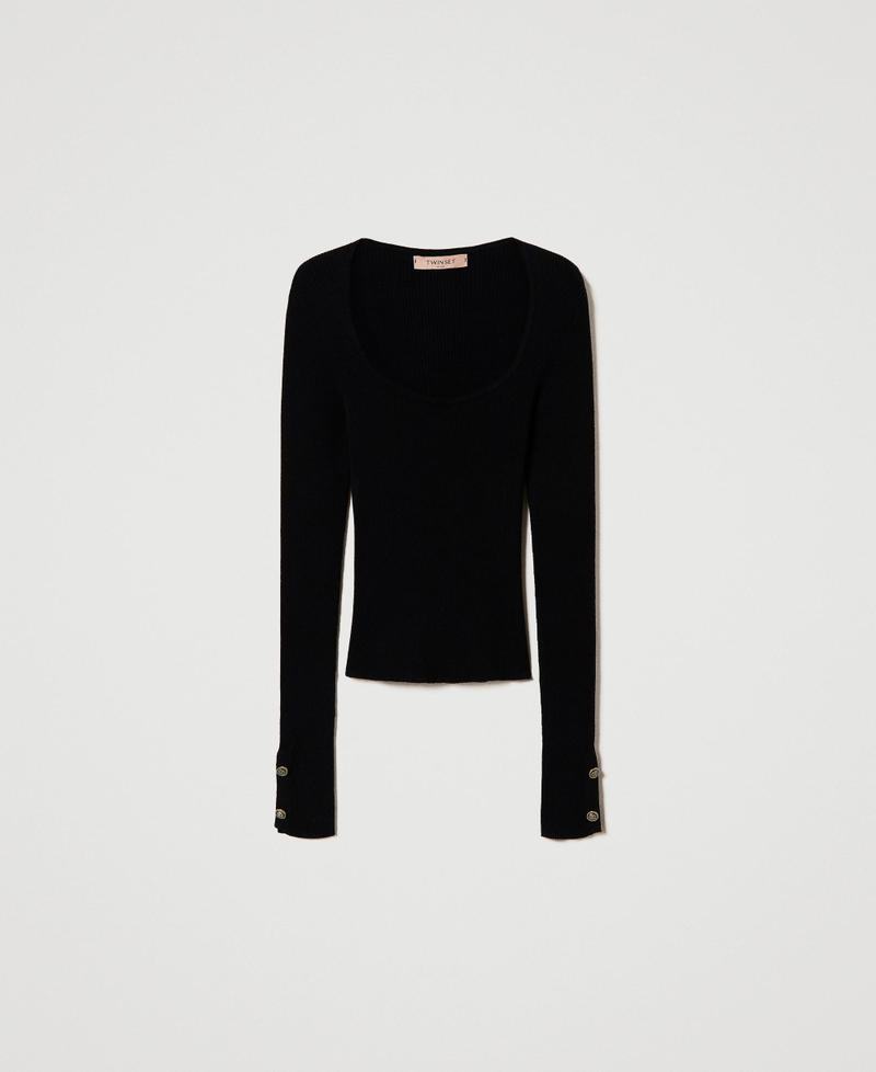 Pull ajust&eacute; c&ocirc;tel&eacute; Noir Femme 232TP3173_00006_S0