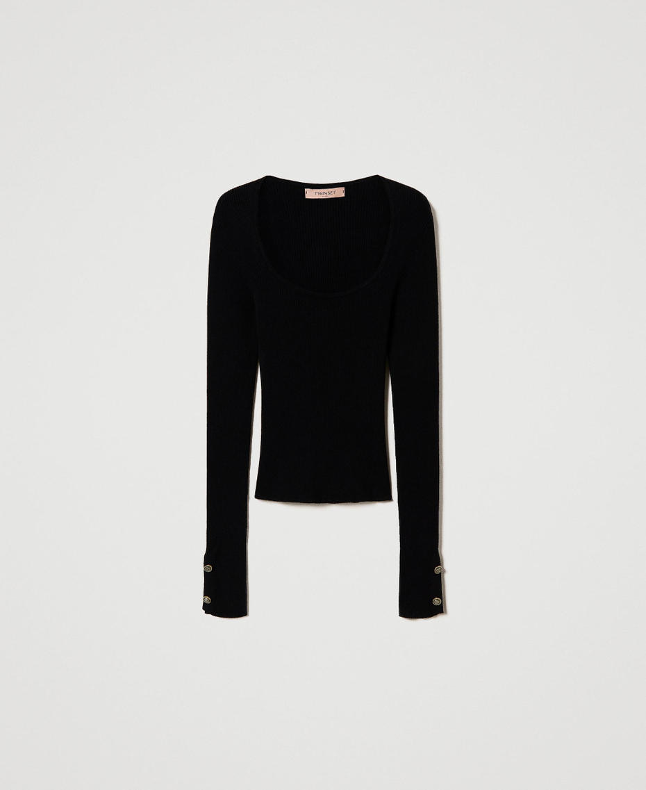 Pull ajust&eacute; c&ocirc;tel&eacute; Noir Femme 232TP3173_00006_S0