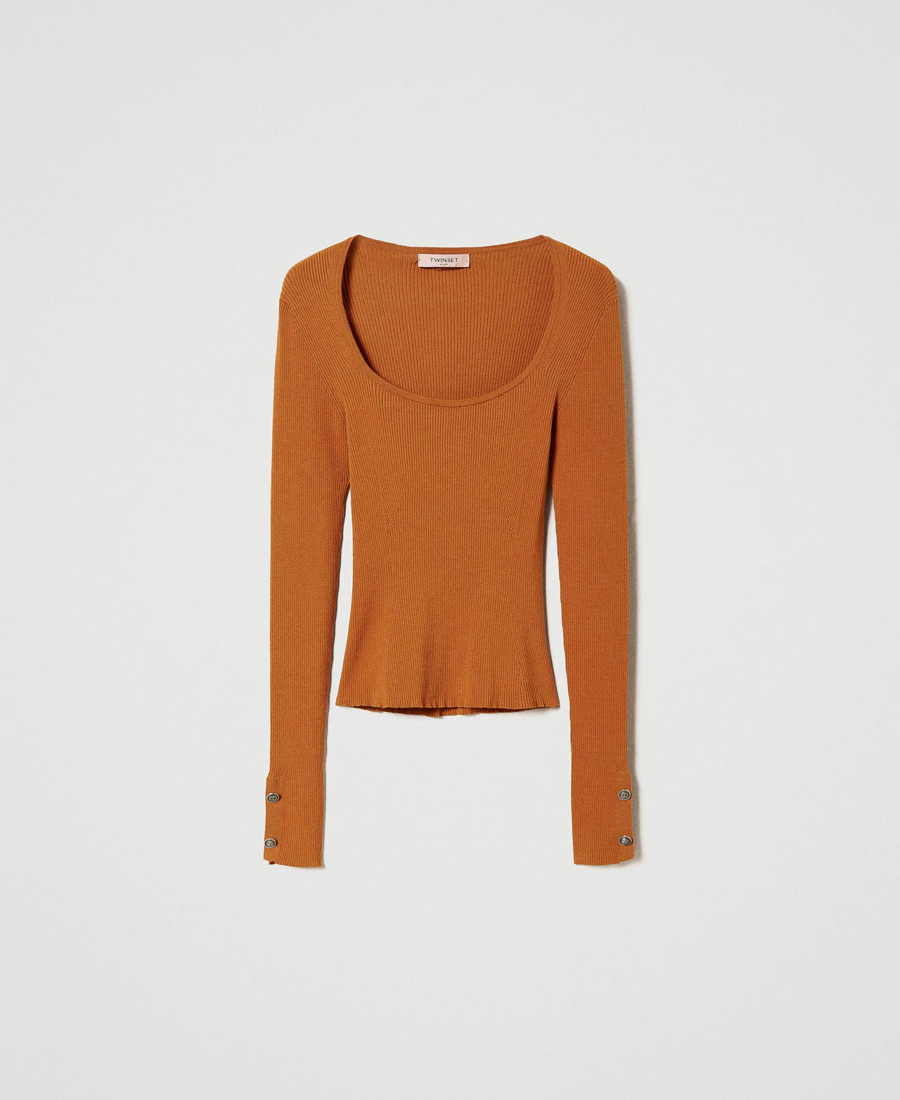 Pull ajusté côtelé Femme, Marron TWINSET Milano