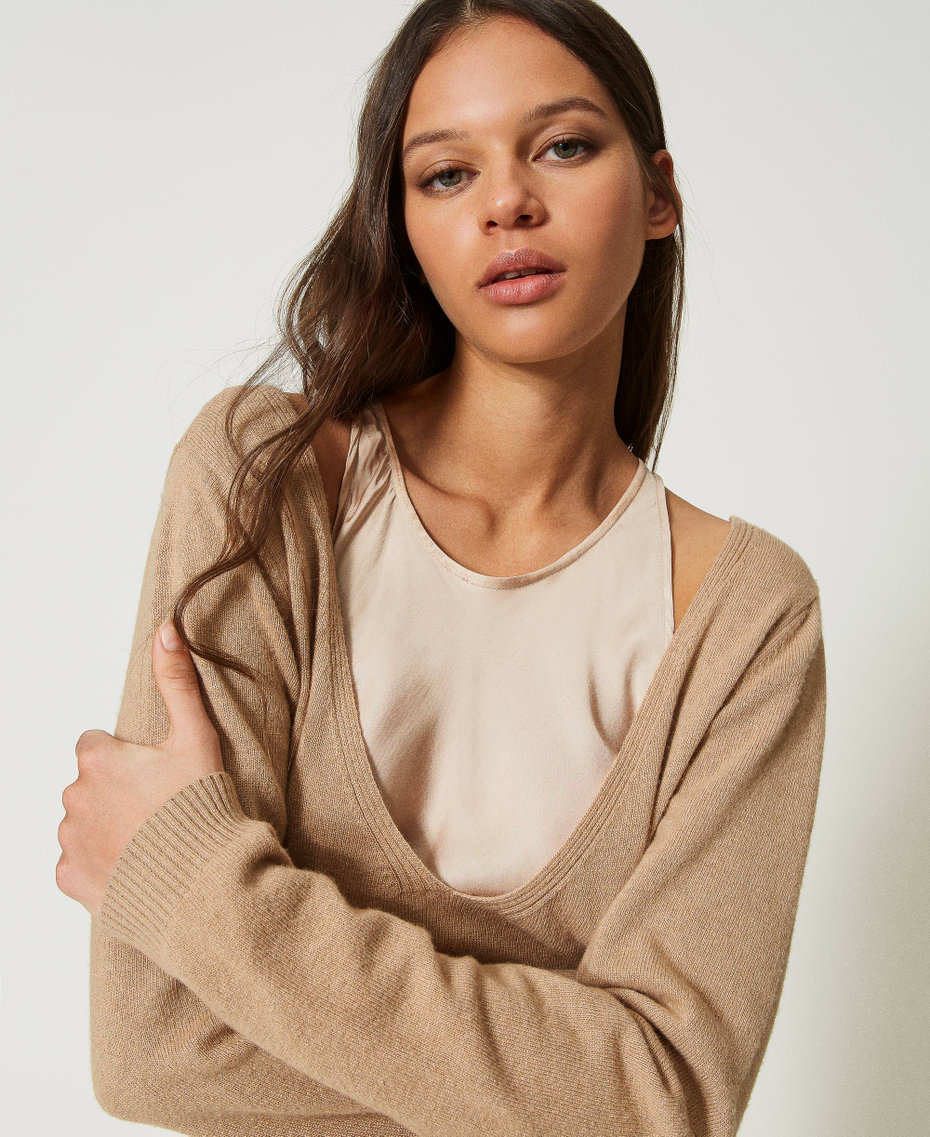 Wool blend maxi jumper and long satin dress