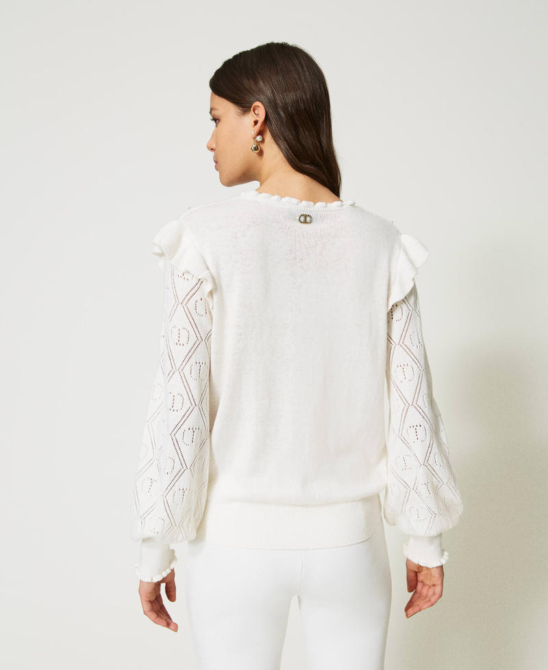Cashmere blend regular jumper with Oval T White Snow Woman 232TP3270_00282_03