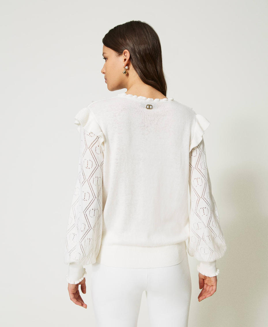 Cashmere blend regular jumper with Oval T White Snow Woman 232TP3270_00282_03