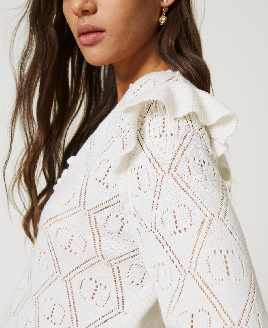 Cashmere blend regular jumper with Oval T White Snow Woman 232TP3270_00282_04