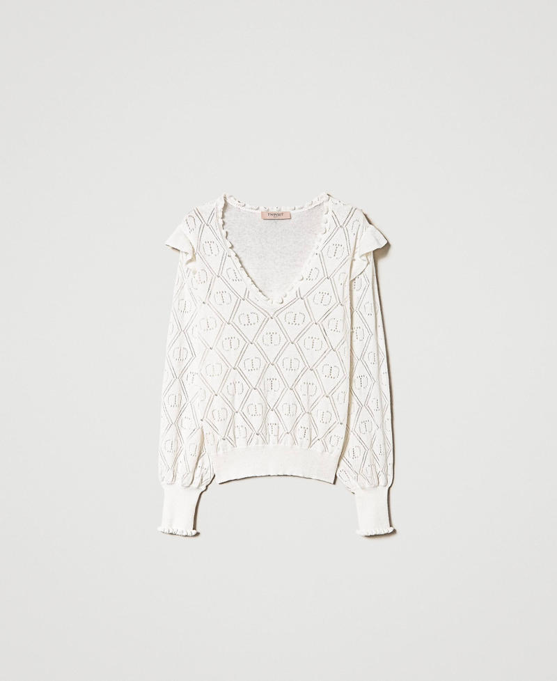 Cashmere blend regular jumper with Oval T White Snow Woman 232TP3270_00282_0S