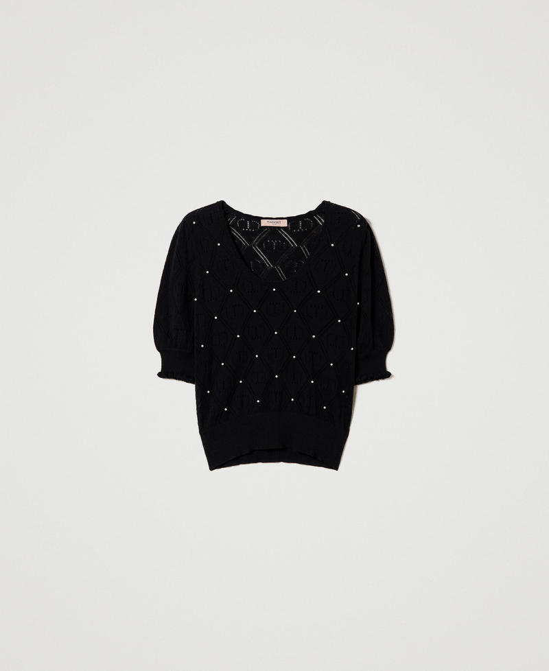 Fitted cashmere blend jumper with Oval T