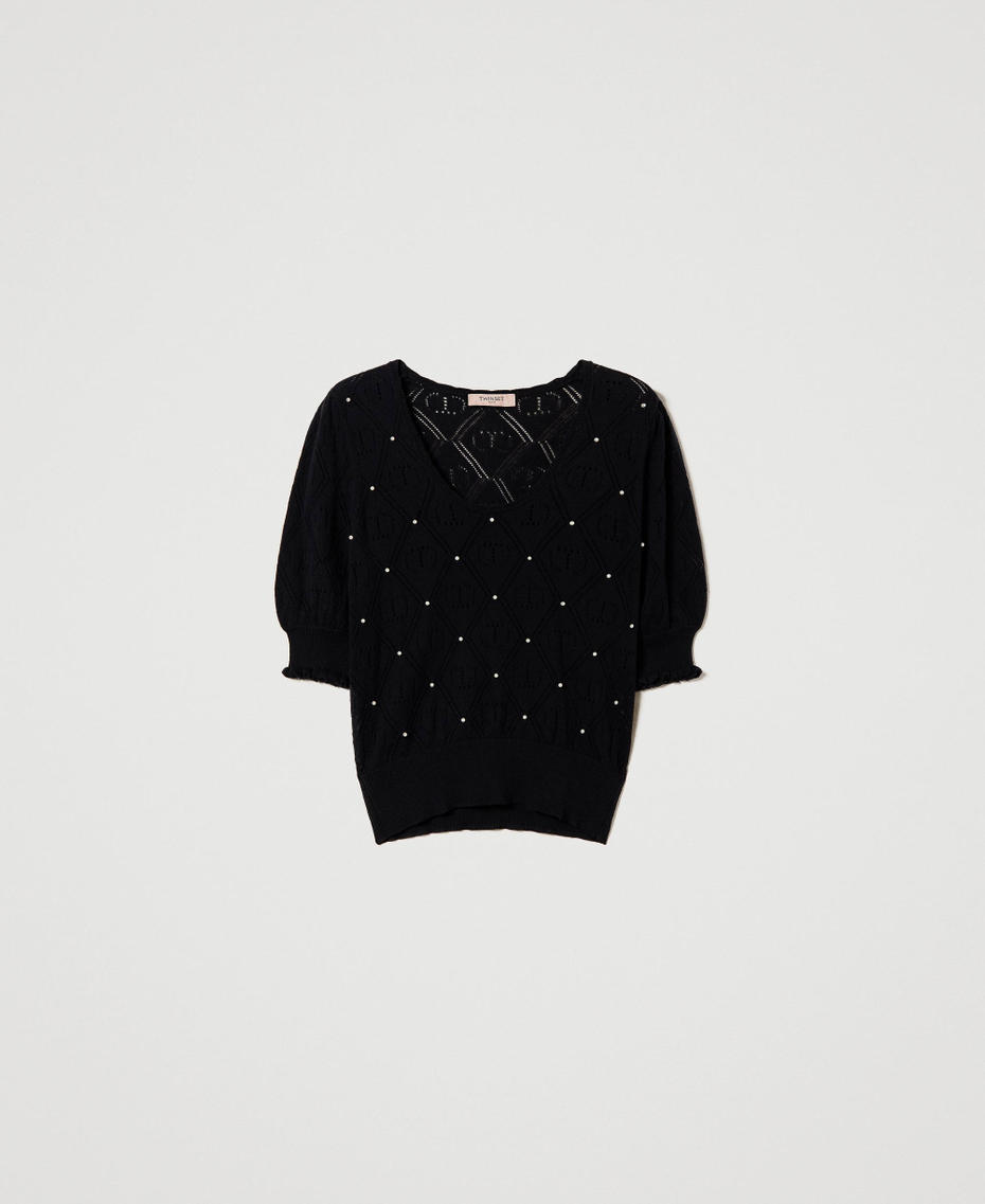 Fitted cashmere blend jumper with Oval T