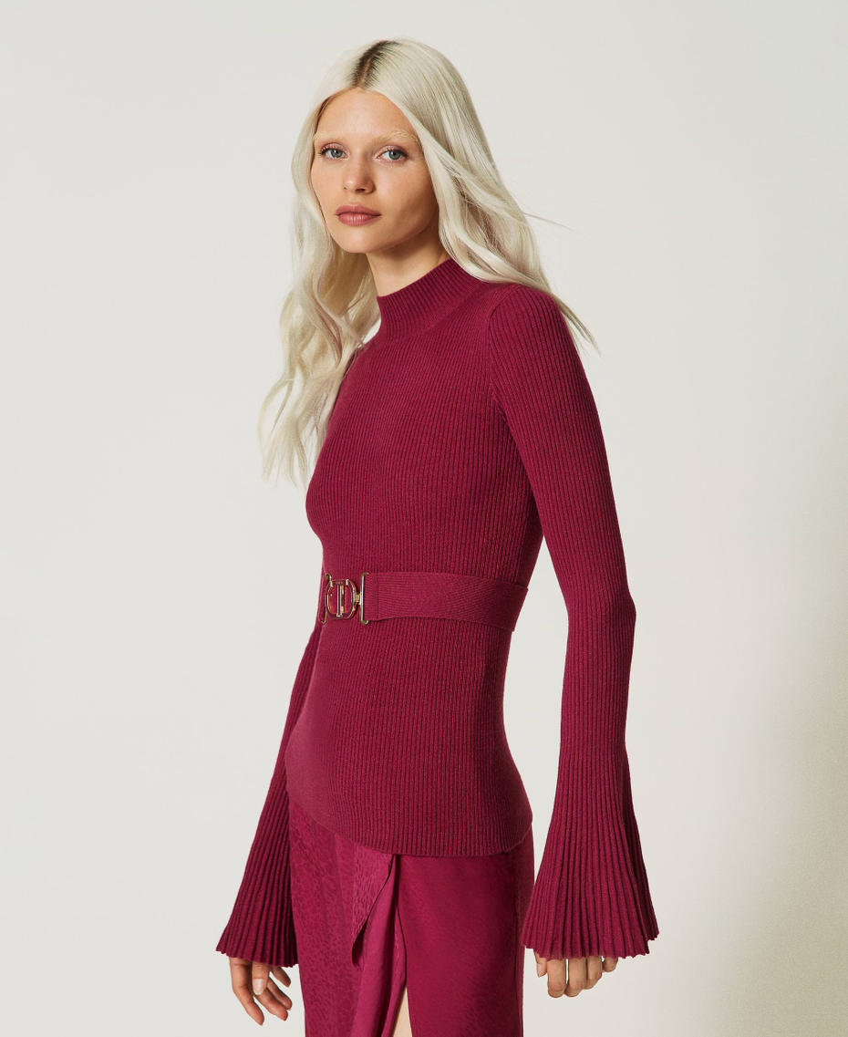 Pull ajusté avec boucle Oval T Violet « Raspberry Radiance » Femme 232TP3290_07212_04