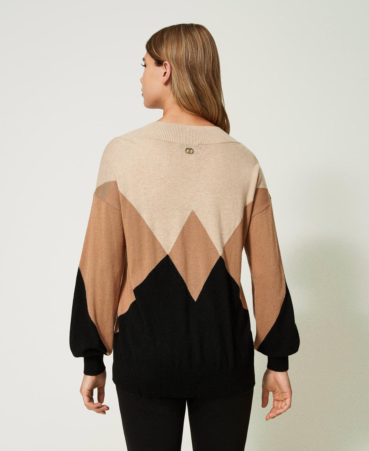 Wool blend maxi jumper with lace