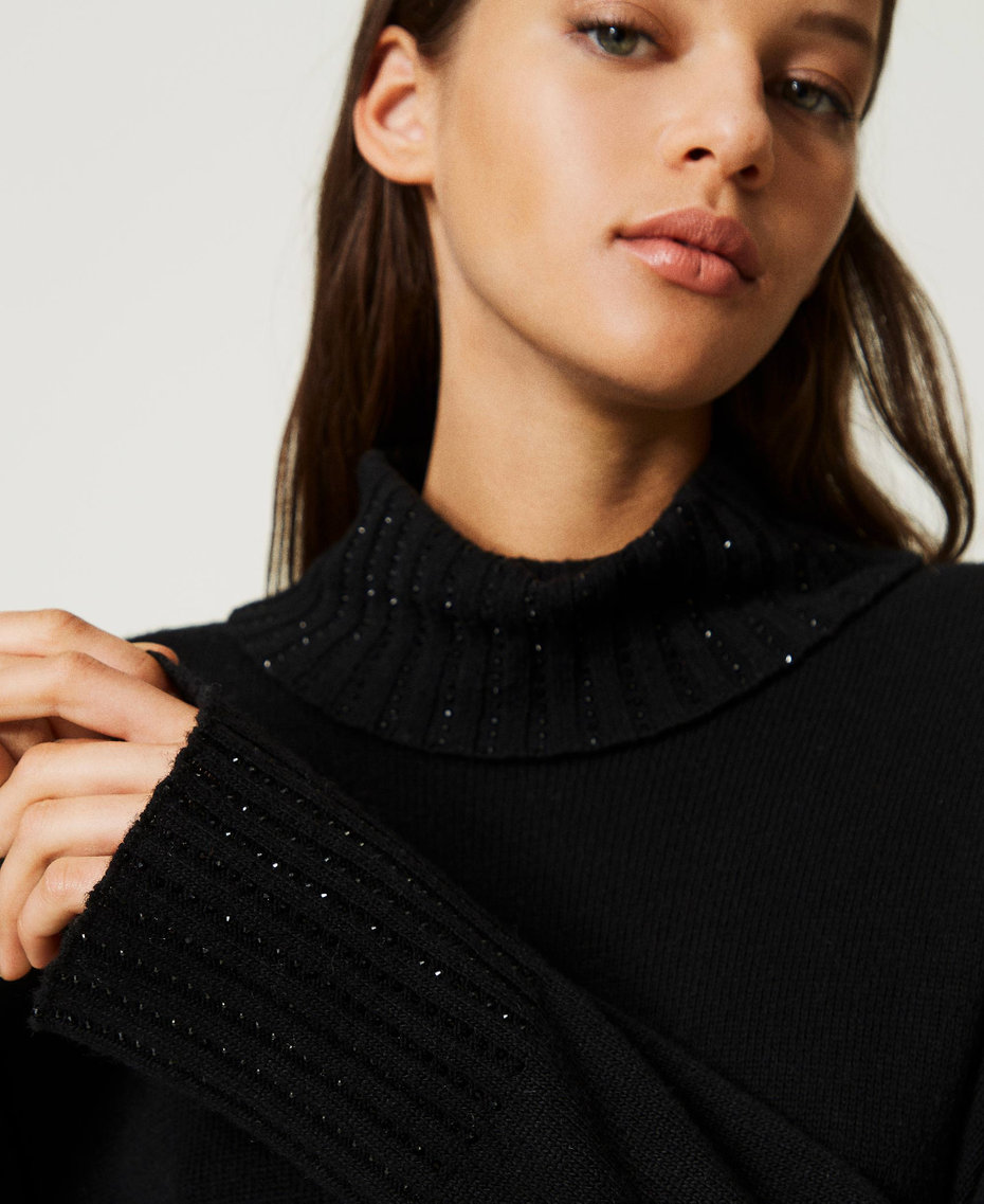 Wool blend maxi jumper with rhinestones