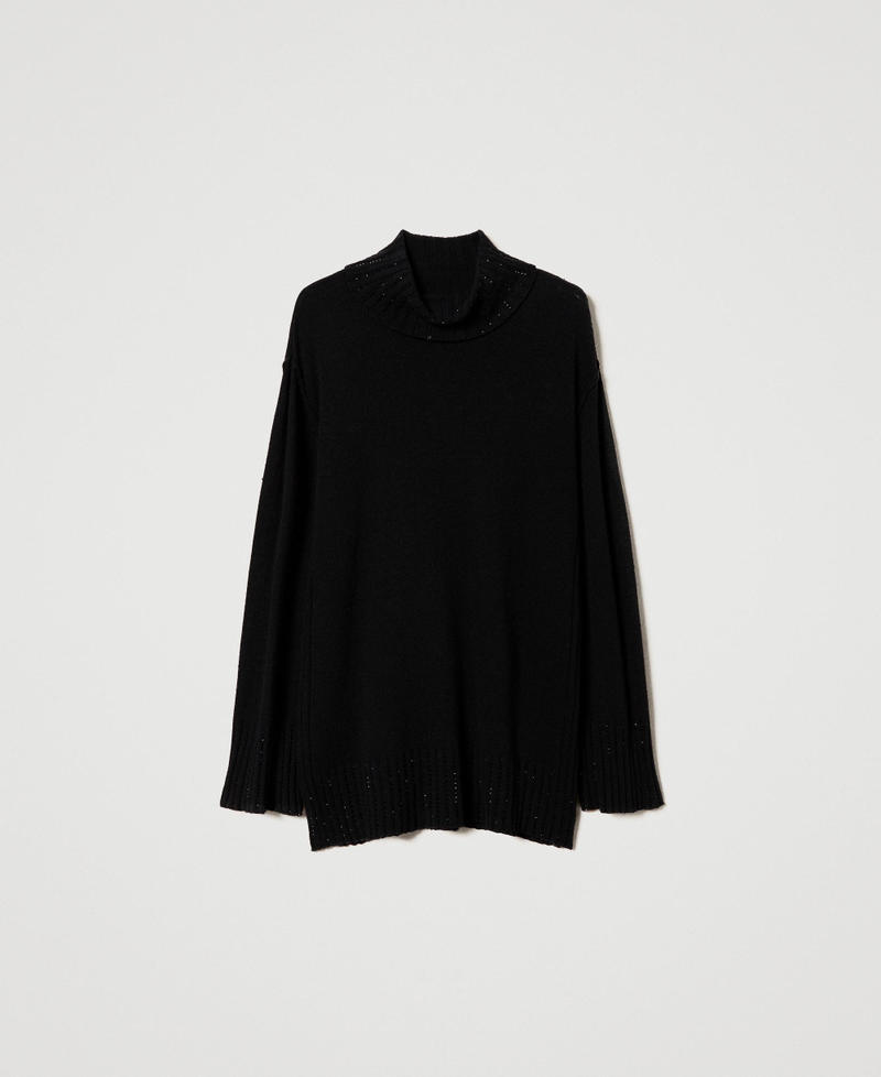 Wool blend maxi jumper with rhinestones