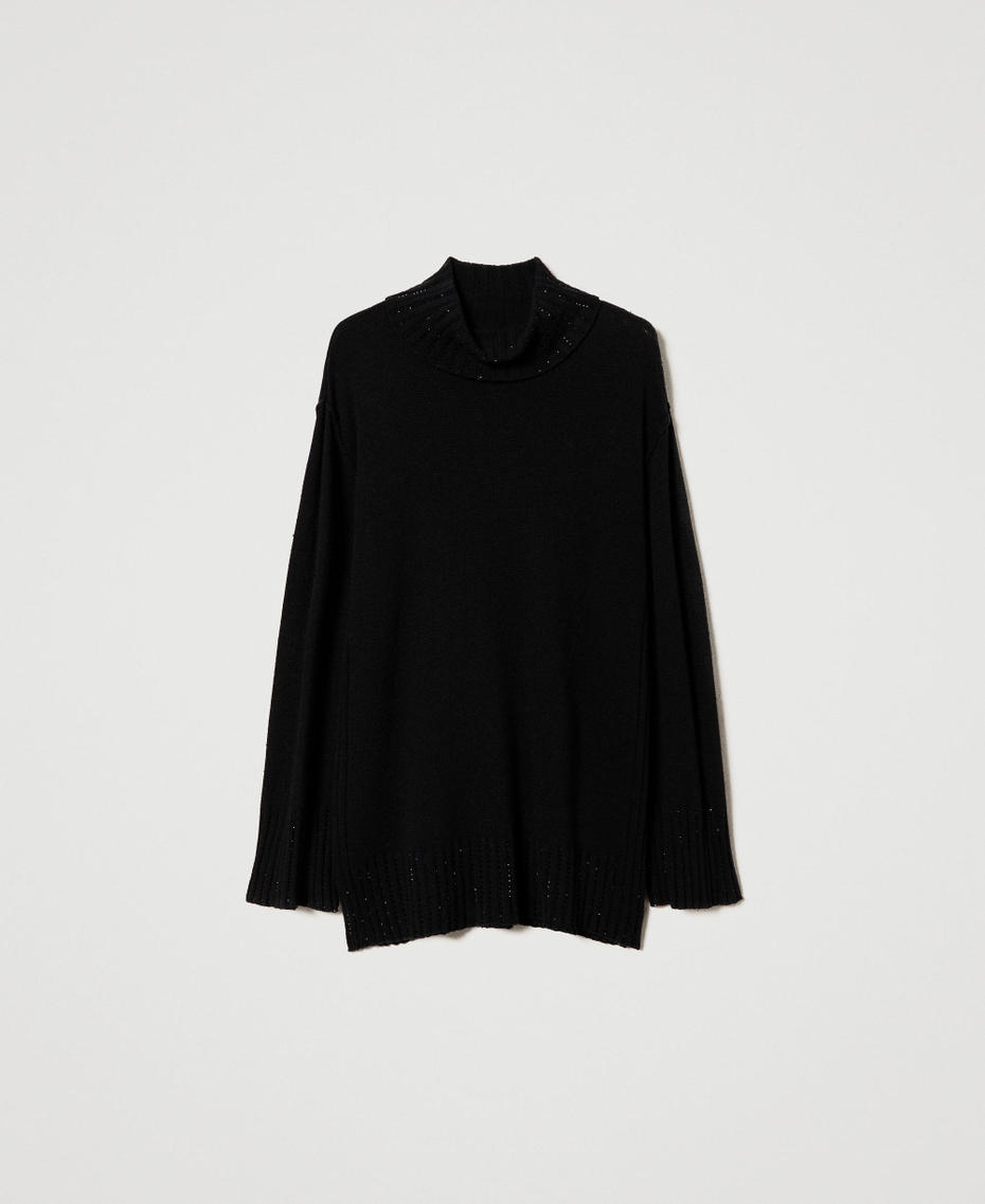 Wool blend maxi jumper with rhinestones