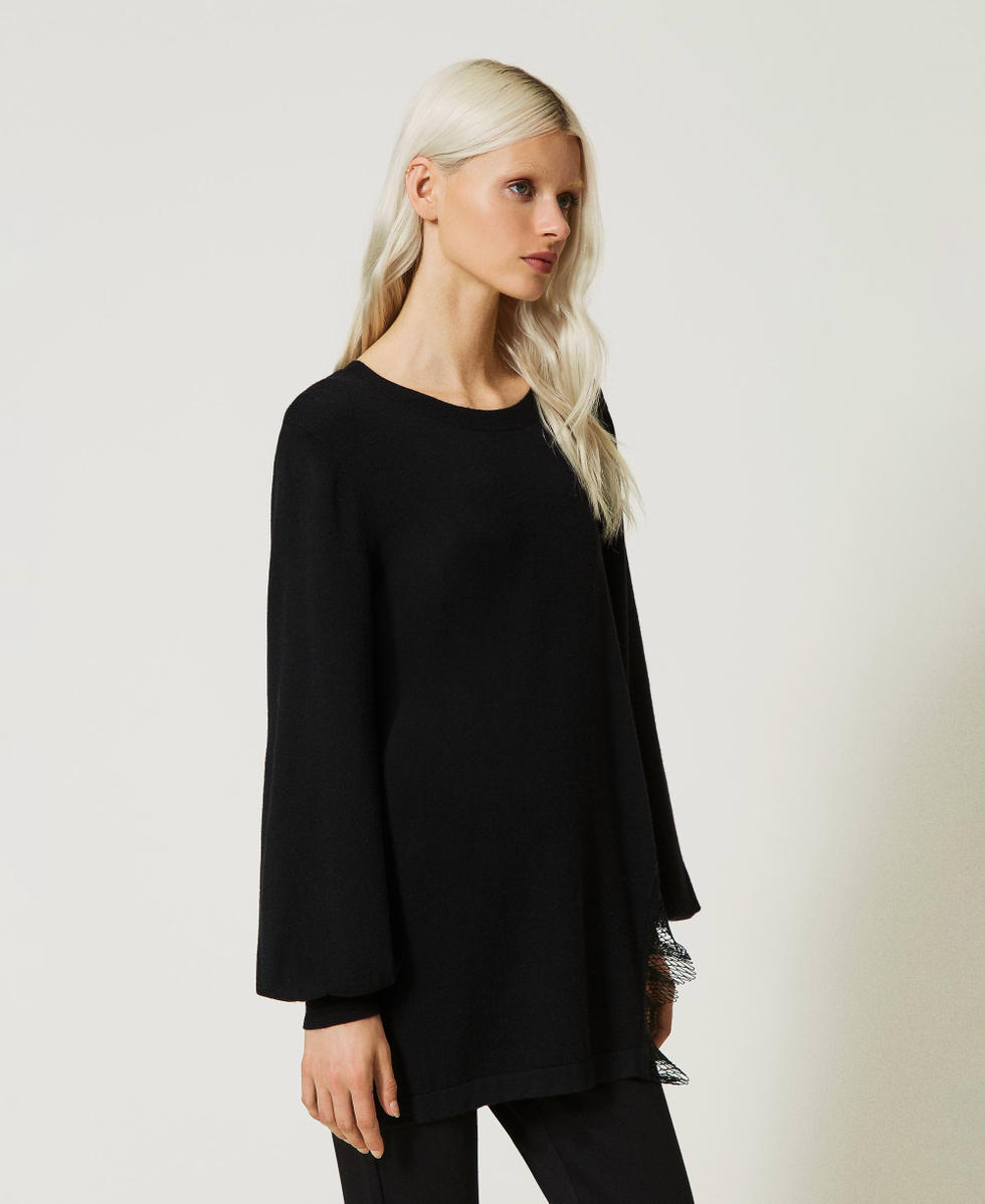 Maxi jumper with scalloped lace