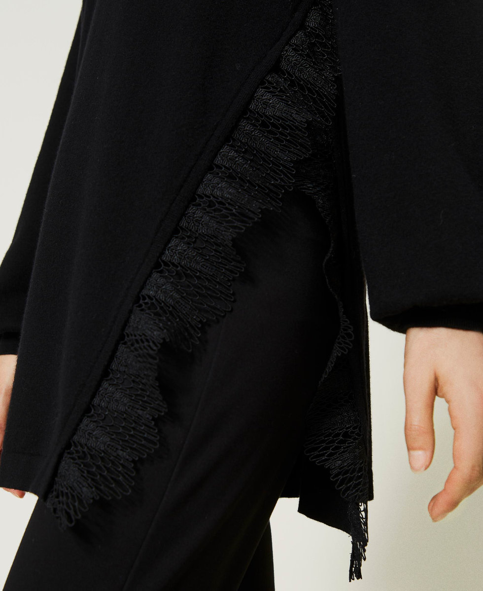 Maxi jumper with scalloped lace