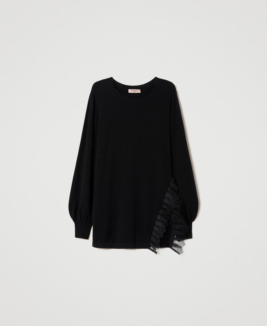 Maxi maglia con pizzo smerlato