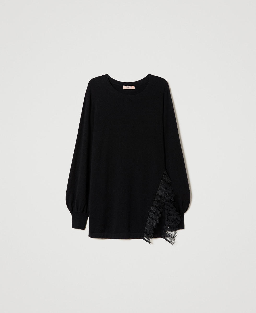 Maxi jumper with scalloped lace