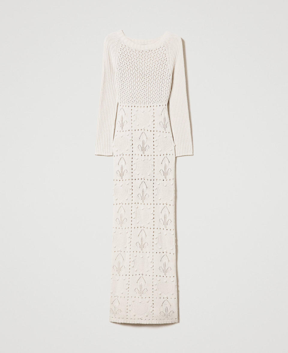 Abito lungo fitted in filato Treeblend Chantilly Donna 232TP3471_00522_0S