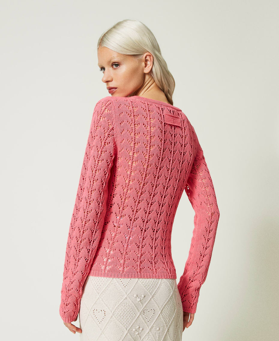 Maglia fitted in filato Treeblend Rosa Neon Donna 232TP3481_00779_03