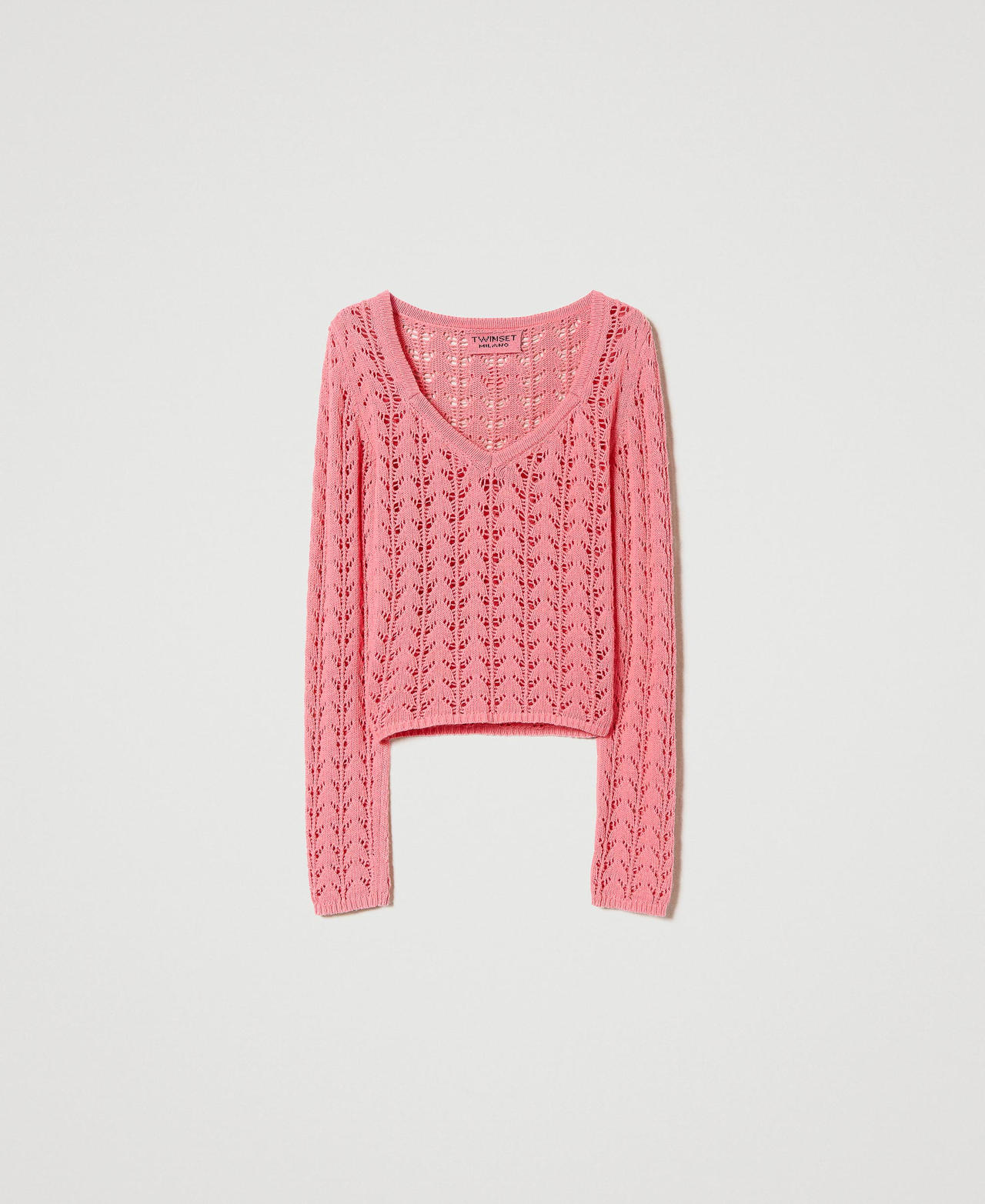 Maglia fitted in filato Treeblend Rosa Neon Donna 232TP3481_00779_0S