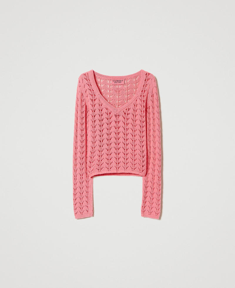 Maglia fitted in filato Treeblend Rosa Neon Donna 232TP3481_00779_0S