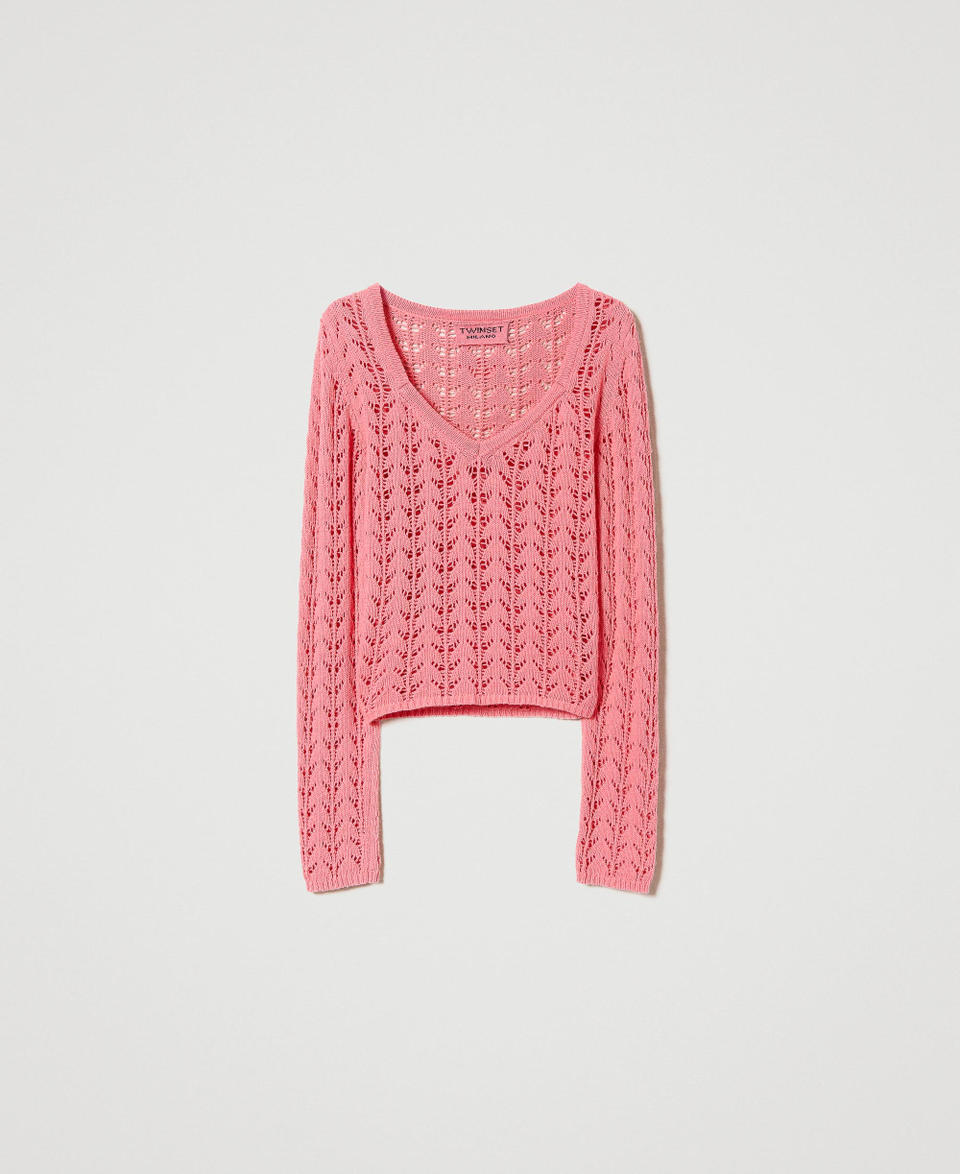 Pull ajusté en fil Treeblend Rose Néon Femme 232TP3481_00779_0S