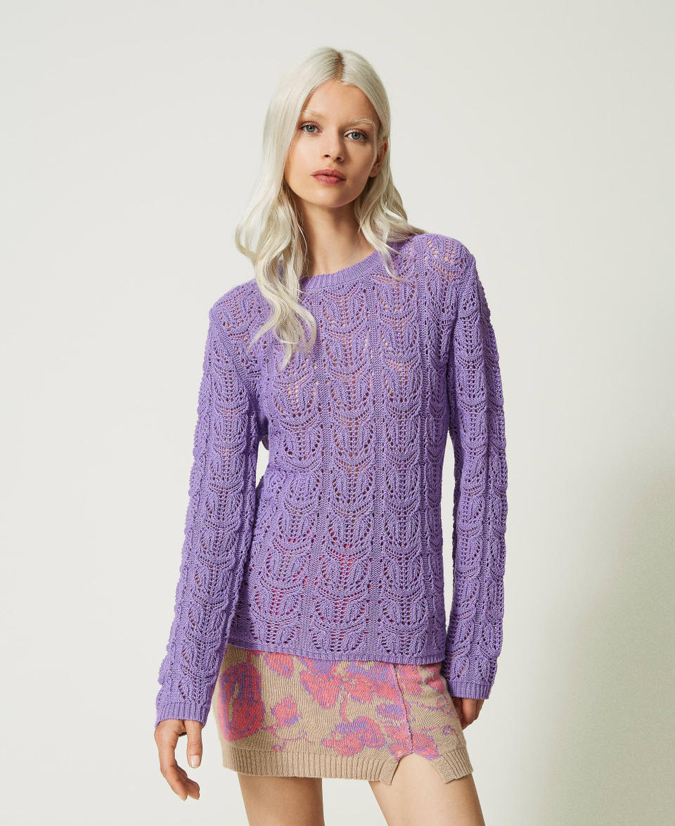 Treeblend yarn regular jumper Dark "Lavendula” Purple Woman 232TP3482_11028_01