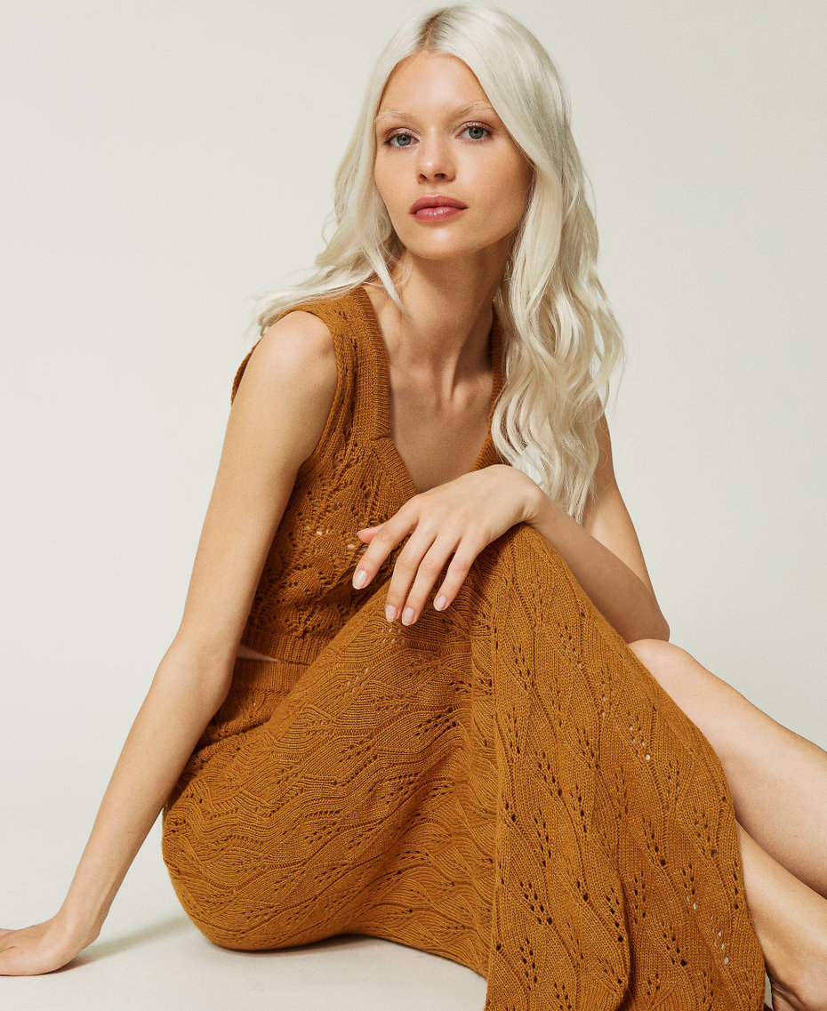 Treeblend yarn long skirt Pale Leather Brown Woman 232TP3484-01