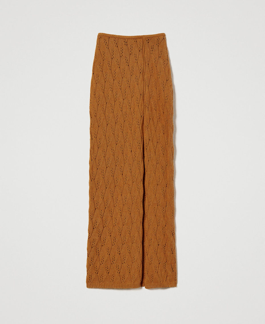Gonna lunga in filato Treeblend Leather Brown Chiaro Donna 232TP3484_11027_S0