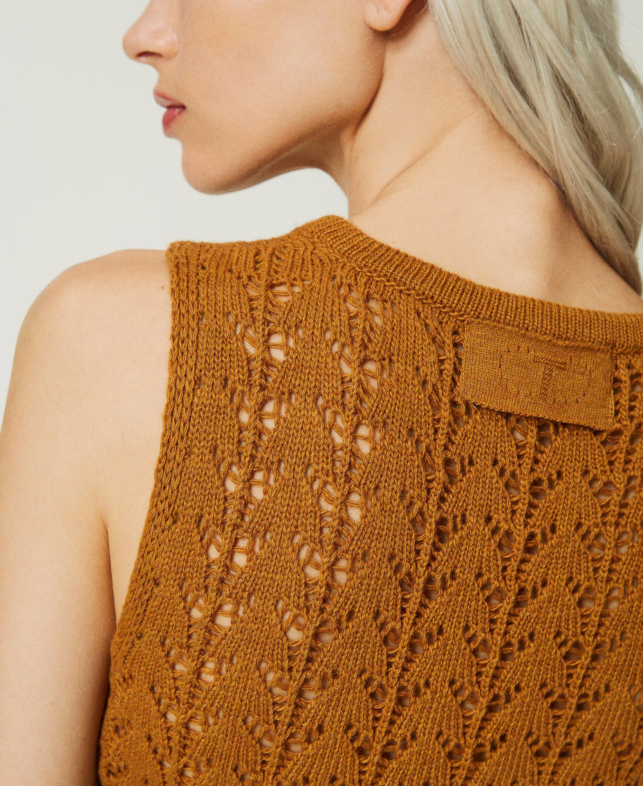 Top cropped in filato Treeblend Leather Brown Chiaro Donna 232TP3485_11027_03