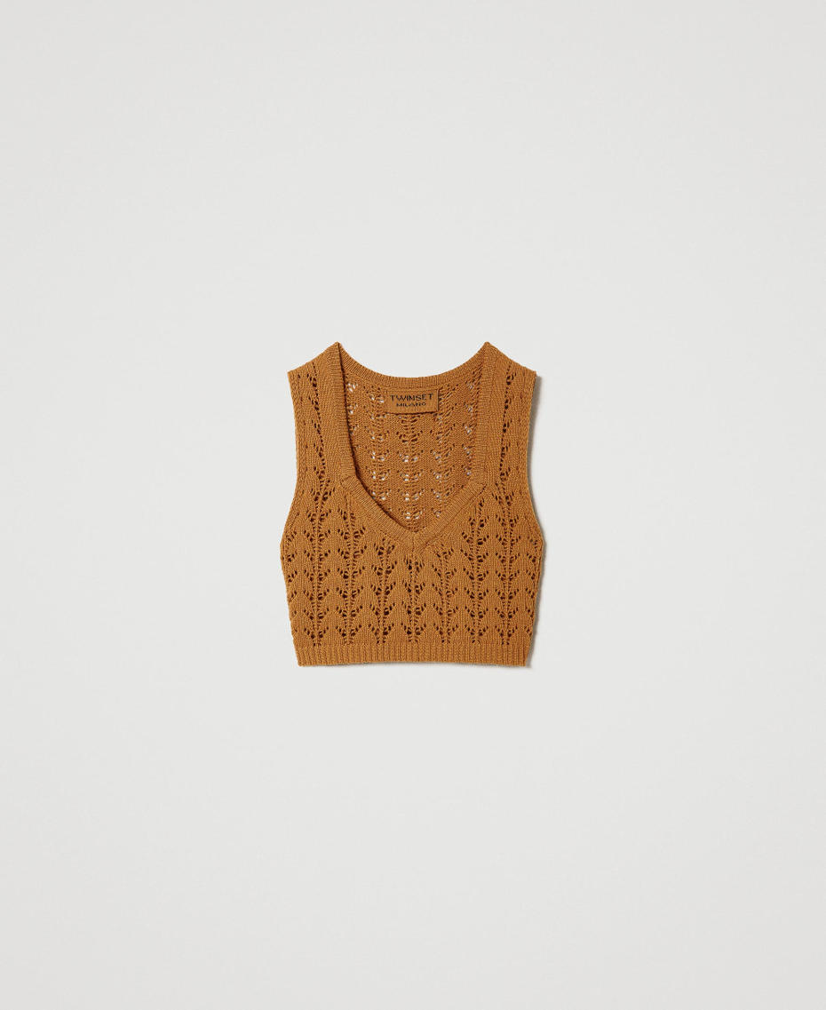 Treeblend yarn cropped top Pale Leather Brown Woman 232TP3485_11027_S0