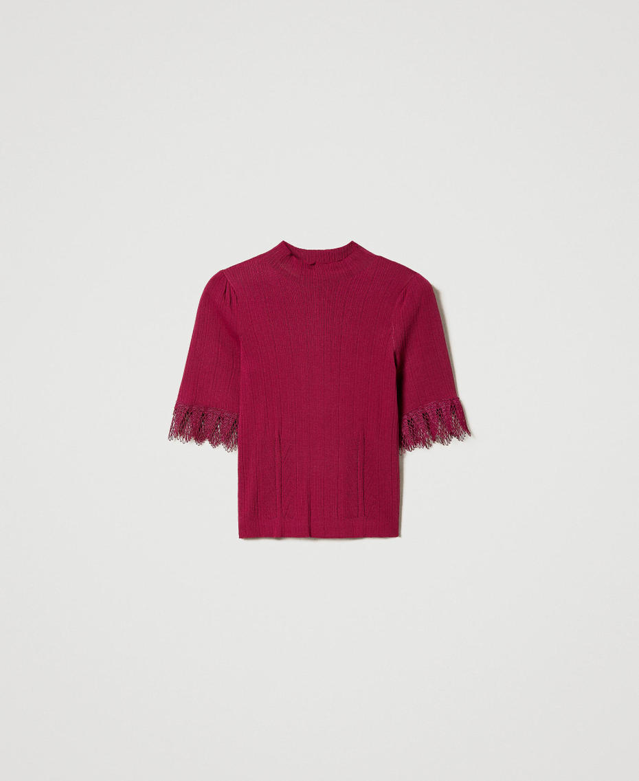 Ribbed jumper with lace