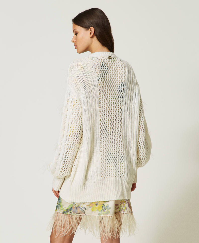 Cardigan en laine et alpaga avec plumes