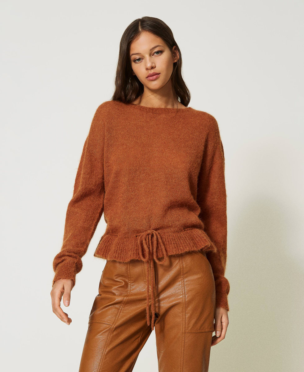 Nahtlos gearbeiteter Pullover aus Mohair und Alpaka